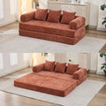 Convertible Sofa Bed 4-in-1 Floor Foldable Couch Bed with Armrests &amp Pillow Chenille Fabric No Assembly Required Comfy Memory Foam Couch Lounge Sofa for Living Room Orange