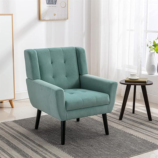 Modern Soft Velvet Material Ergonomics Accent Chair Living Room Chair Bedroom Chair Home Chair with Black Legs for Indoor Home