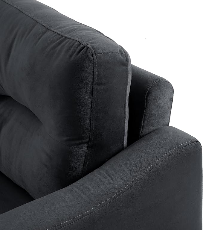 Velvet Upholstered Loveseat Living Room Mordern Couch 2-Seater Sofa with Tufted Back Cushion for ApartmentOffice Black