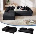 110'' Oversize Cloud Sectional Couches for Living Room Convertible Sleeper Sofa Bed Big Comfy Couch with 2 Side Pockets &amp 8 Pillows Corduroy Free-Combined (Black 110 -Left Facing Chaise)