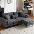 77 Grey L Shaped Couch with Storage Ottoman Chenille Small Sectional Couches with 2 Cup Holders &amp Charging Station for Small Space Comfy Cloud Sectional 3 Seater Couch (Grey)
