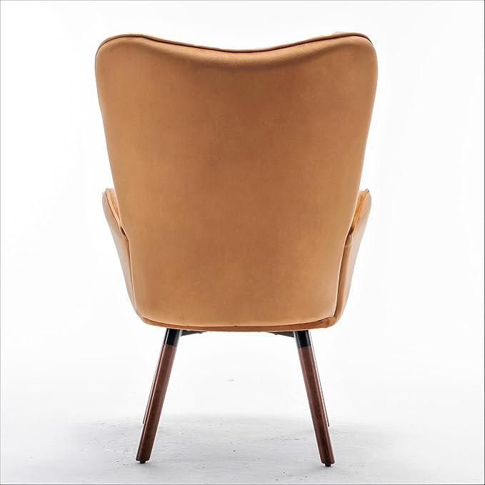 Chic Accent Arm Chairs for Living Room Bedroom or Home Office Button-Tufted Midcentury Armchair with Wingback Design and Splayed Legs Mustard Yellow