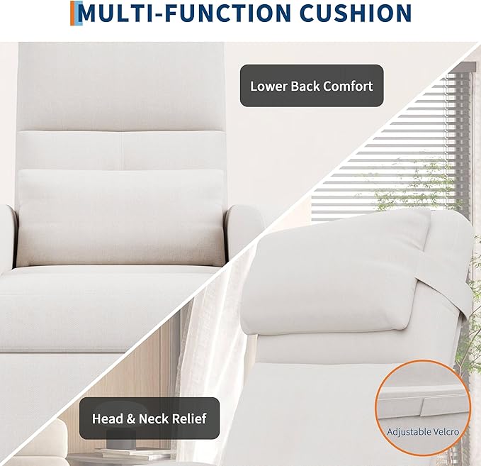 Power Recliner Chair Adjustable Electric Reclining Chair for Adults Overstuffed Tall Back Sofa with Padded Seat 2 Side Pockets &amp USB Port Home Theater Seating for Living Room - White