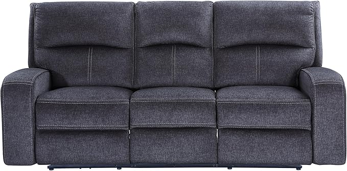 Steve Silver Furniture Lovell Upholstered Power Reclining Sofa Zero Wallhugger w/USB-Charging Port Charcoal Plush and Space-Saving Design Living Room Home Theater 42 D x 87 W x 42 H Grey