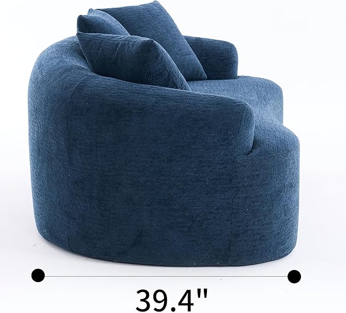 Curved Loveseat Sofa Couch for Living Room 65’’ Modern Comfy Cloud Floor Couch Round Sofa Full Sponge Compression Sofas with Deep Seat for Small Spaces Apartment No Assembly NeededBlue