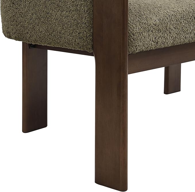 Christopher Knight Home Zudan Modern Boucle Upholstered Loveseat Sofa with Rubberwood Frame Comfy 2-Seater Sofa Couch and Flat-Panel Legs Love Seat Couches for Living Room Green + Walnut