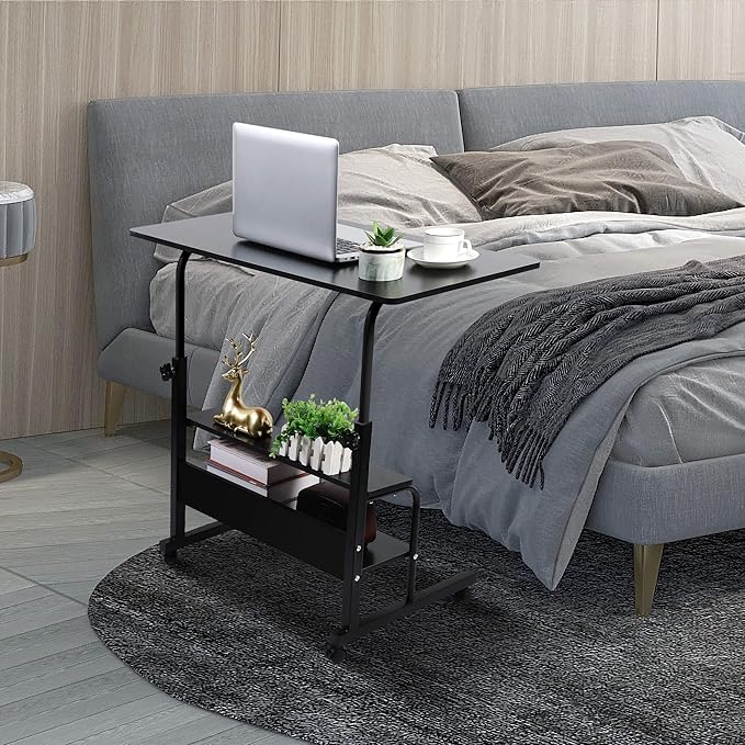 Desk Universal Movable Table Small Spaces Storage Convenient Desk Portable Computer Desk Adjustable Home Office Bedside Home Office Living Room Height Sofa Furniture Desk Size 15.7 * 31.5 Inch Black