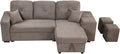 LUMISOL Reversible L-Shape Sectional Sofa with Side Shelf and 2 Stools Pull-Out Sleeper Sofa Bed with Storage Chaise Left/Right Hande for Living Room Apartment Knox Charcoal
