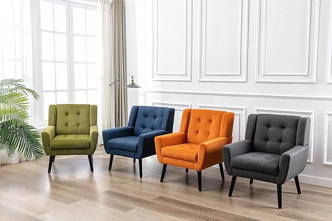 Modern Velvet Accent Chair/Living Room Chair/Arm Chair/Lounge Chair with Solid Wood LegsSuitable for Clubs Living Rooms Offices Balconies (Dark Gray)