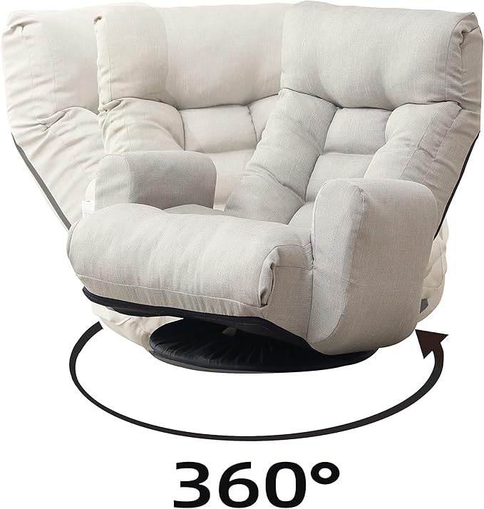 Generic Adjustable Head and Waist Game Chair Lounge Chair in The Living Room 360 Degree rotatable Sofa ChairRotatable seat Leisure Chair Deck Chair Grey