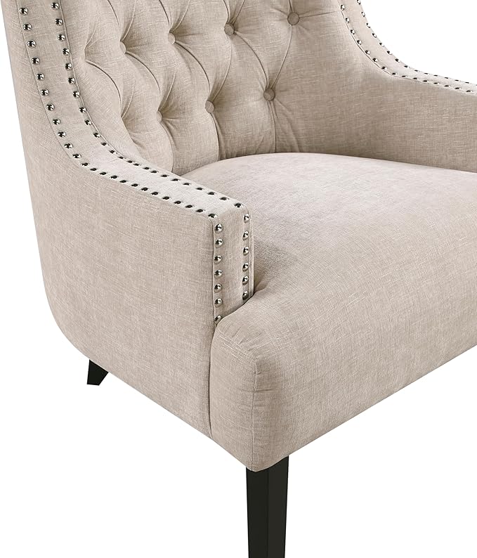 Modern Traditional Accent Chair Chenille Upholstery Button-Tufted Solid Wood 1pc Living Room Furniture
