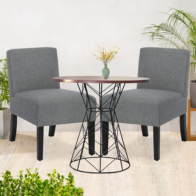 Modern Armless Accent Chairs for Living Room &amp Bedroom Thick Cushion &amp Solid Wood Legs Mid Century Design