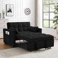 Oversized 3-in-1 Convertible Sleeper Sofa Bed Futon Couch with Pullout Bed 2-Seater Loveseat Sofa w/Pockets Adjustable Backrest and Pillows for Living Room Apartment (Black-55inch)