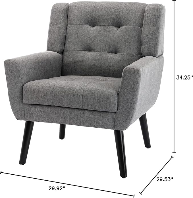Modern Soft Linen Material Ergonomics Accent Chair Living Room Chair Bedroom Chair Home Chair with Black Legs for Indoor Home OZ855