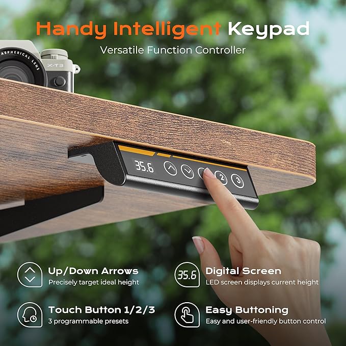 Huuger 71 x 30 Large Electric Standing Desk Height Adjustable Computer Desk 29.5 Deep Desktop Stand up Gaming Office Table with 2 Hooks 3 Preset Heights for Home Office Rustic Brown