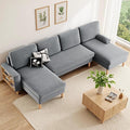 YITAHOME 109 U-Shaped Couch 4-Seat Cloud Sofa with Dual Chaise Lounges Storage Armrest Cup Holder &amp Thick Cushions for Living Room