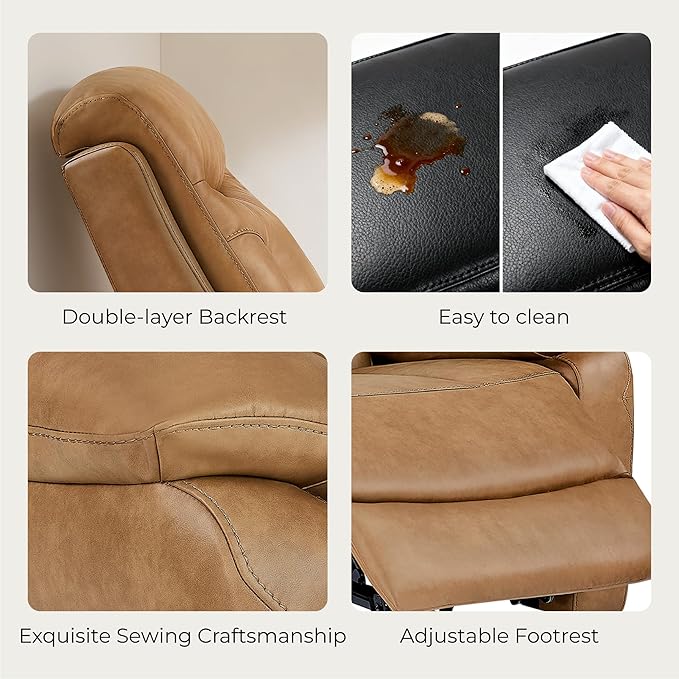 Power Recliner Chair Wall Hugger Recliner with Adjustable Headrest and Footrest Dual Motor Electric Faux Leather Reclining Sofa with USB/Type-C Charging for RV Living Room Bedroom