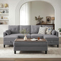 Sectional Sofa Couch Sleeper Sofa Bed 101 Convertible U Shaped Couch with Double Chaise 4-Seat Sofa Set for Living Room Light Grey