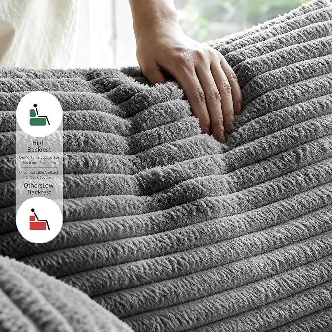 108 Boneless Compression Sectional Sofa L-Shape Interchangeable Chaise Deep Seat with High-Resilience Foam Soft Corduroy Upholstery No Assembly Needed for Living Room Bedroom