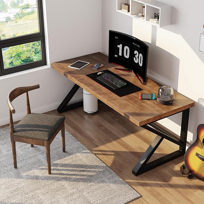 55inch Solid Wood Computer DeskLarge Office Desk Home Simple Modern Long Desk Study Writing Desk Dining Table for Home Office