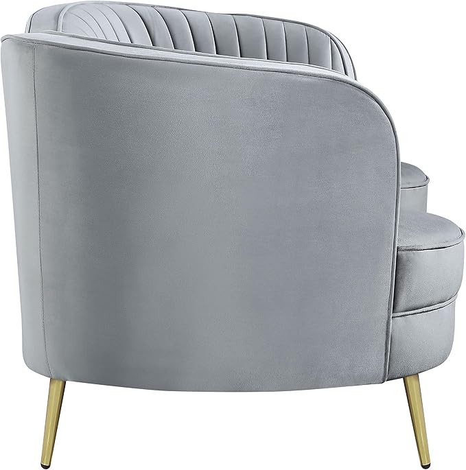 Coaster Home Furnishings - Sophia - Wood &amp Velvet - Upholstered Channel Tufted Loveseat with Inverted Camel Back and Golden Tapered Legs - Living Room - Gray - 506865