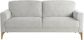 Studio Living® Matthew 75.6 Sofa Mid-Century Modern Pocket Coil Comfort Metal Brushed Bronze Legs Chenille Fabric Ivory