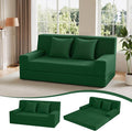MeMoreCool Corduroy Loveseat Sleeper Sofa – Green Boneless Fold-Out Couch Bed with Foam Core Convertible Floor Futon with Pillow &amp Washable Cover for Small Spaces Bedroom Guest Room