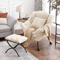 Lvory Lazy Chair with Ottoman Large Velvet Accent Chair with a Throw Pillow Comfy Leisure Sofa Chair for Living Room Bedroom Dorm Room Office Apartment Reading Relaxing Use