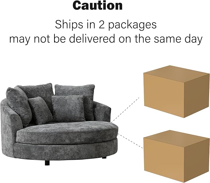 Chifee &amp Vingol 59.8 W Oversized Accent Barrel Chair Large Round Chair with WheelsGrey
