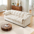 3-Seater Couch 94.8-inch Oversized Modern Comfy Tufted Chenille Fabric Cloud Fluffy Foam Deep Seat Soft Loveseat Sofa Couch for Living Room Bedroom Office Beige
