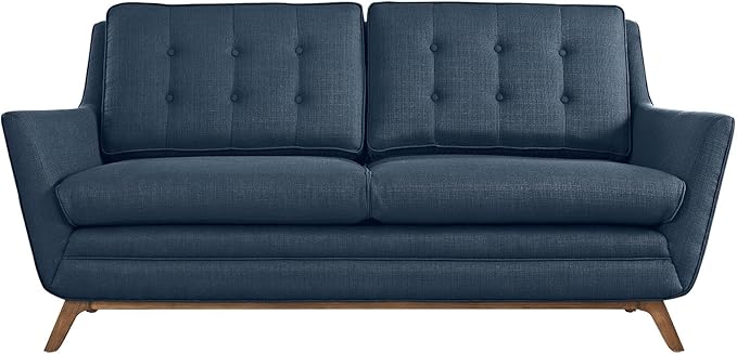 Modway Beguile Mid-Century Modern Loveseat With Upholstered Fabric In Azure