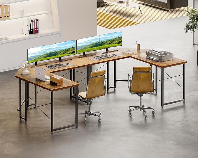 ODK 51 Inch L Shaped Gaming Desk Computer Desk Table for Home Office Sturdy Writing Workstation Vintage