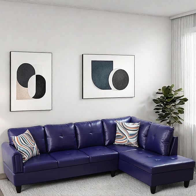 L Shaped Couch Modular Sectional Sofa with Chaise Modern Modular Sofas Furniture Sofa Couches for Living Room/Apartment/Office/Bedroom Dark Blue Violet