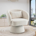 Swivel Accent Chair Sherpa Bucket Chair Velvet Upholstered Armchair 360° Swivel Bucket Shaped Armchair with Pillow and Round Back for Living Room Bedroom Nursery (Beige)