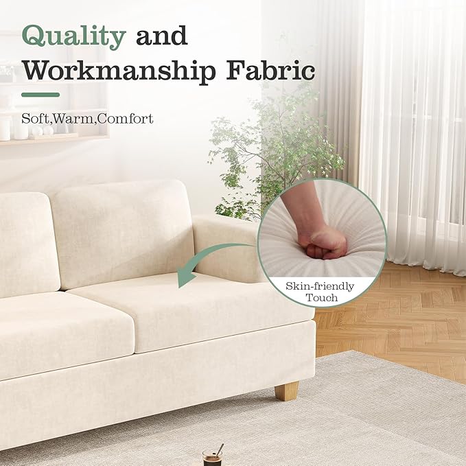 Apicizon Cloud Couches Living Room Furniture Sets 3 Seater Sofa &amp 3 Seater Sofa for Bedroom Comfy Chenille Couch Sleeper Sofa for Apartment Lounge White Chenille