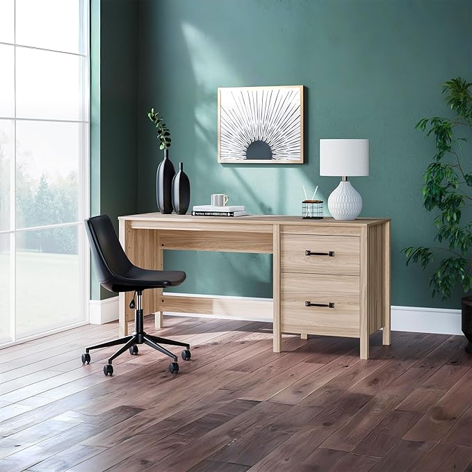 Signature Design by Ashley Battelle Casual 60 Home Office Desk with 1 Drawer and Cabinet Door Light Brown