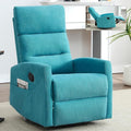 Swivel Rocking Recliner Chair Upholstered Glider Rocker with Adjustable Backrest and Footrest Modern Rocking Chair for Adults with 2 Pockets for Nursery Lounge Bedroom Living Room (Blue)