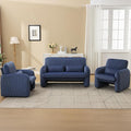 Corduroy Accent Living Room Sets Modern Upholstered Love Seat with 2 Accent Chairs Wide Comfy Leisure Chair Sets for Bedroom Office Blue