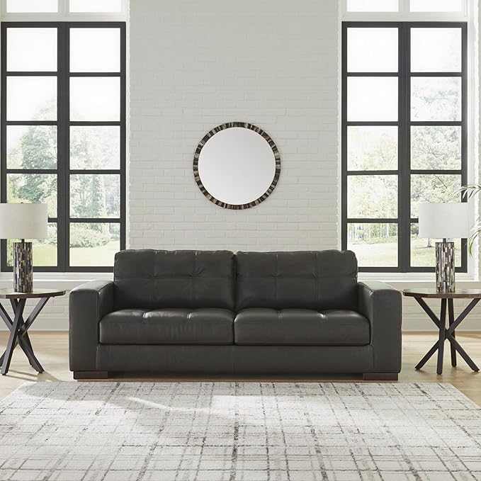 Signature Design by Ashley Luigi Modern Tufted Leather Match Sofa Black