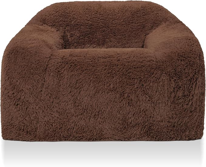Furniture of America Fexon Modern Upholstered 1-Seater Foam Sofa Chair with Curved Arm Compressed Couch in a Box No Assembly Required for Living Room Home Theater and Office Cedar Brown