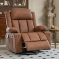 Rocker Recliner Chair with Heat and Massage360°Swivel Recliner Chair for Adults ElderlyOversized Recliner Single Sofa Seat with 2 Cup Holders and Side Pocket (Brown)
