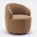 Swivel Barrel Accent Chair Modern Teddy Upholstered 360° Swivel Chair Leisure Chair Single Sofa for Adults Teens for Living Room Hotel Bedroom Office Coffee Shop (Coffee + Upholstered + Foam)