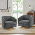 UIXE Swivel Accent Chairs Set of 2 Chenille Upholstered Barrel Chair for Living Room Comfy Round Armchair Single Sofa Bedroom Reading Seat - Gray