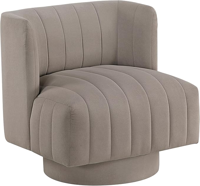 Modern Swivel Chair: Luxury Textured Fabric Contemporary Barrel Back Design for Living Room (Taupe)