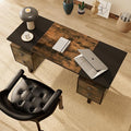 LEEMTORIG Computer Desk with Drawers 59 inch Large PC Gaming Desk Modern Industrial Study Student Writing Table Workstation Black &amp Rustic Brown CTSZ-20401-CM