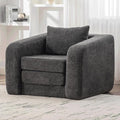 Convertible Sofa Bed Chenille Upholstered Pull Out Sofa Bed with Pillows 2-in-1 Sofa Chair with Minimalist Design Comfy Folding Mattress Couch for Apartment (Gray Single Sofa Bed)
