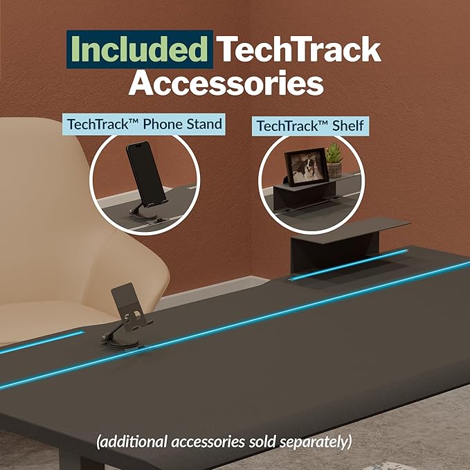 Vari ComfortEdge 60x30 Inch Adjustable Electric Standing Desk with TechTrack – Sit Stand VariDesk with Memory Presets Included Phone Stand &amp Shelf 200 LB Capacity Tool-Free Assembly (Black)