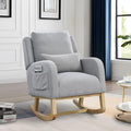 Rocking Glider Chair for Nursery Wingback Accent Rocker Chair Upholstered Tall Back Arm Chair w/Side Pockets Modern Leisure Single Sofa for Living Room Hotel Bedroom Baby Room Grey