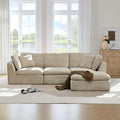 CHITA 108 Cloud Sectional Couches for Living Room Boneless L-Shape Sofa with Ottoman 3 Seater Modular Sectional Sofa Brownish Gray