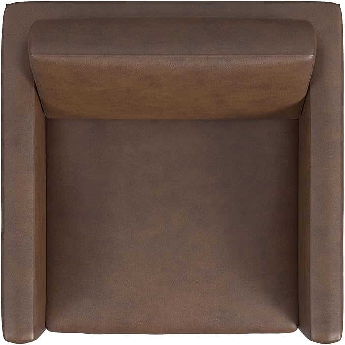 HomePop Modern Metal Frame Accent Chair|Homepop Home Décor|Accent Chairs for Living Room &amp Bedroom - Brown Faux Leather